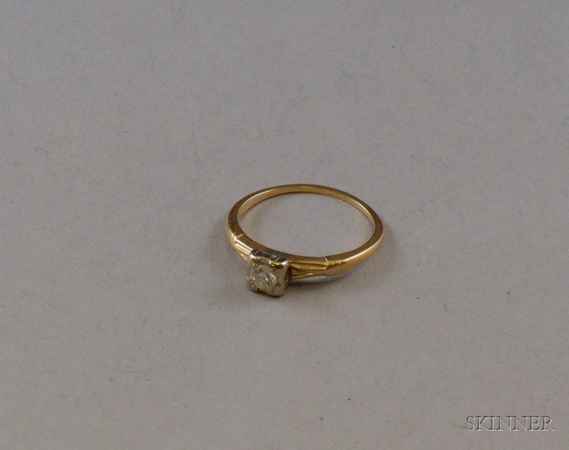 Appraisal: Art Moderne kt Yellow Gold and Diamond Ring size