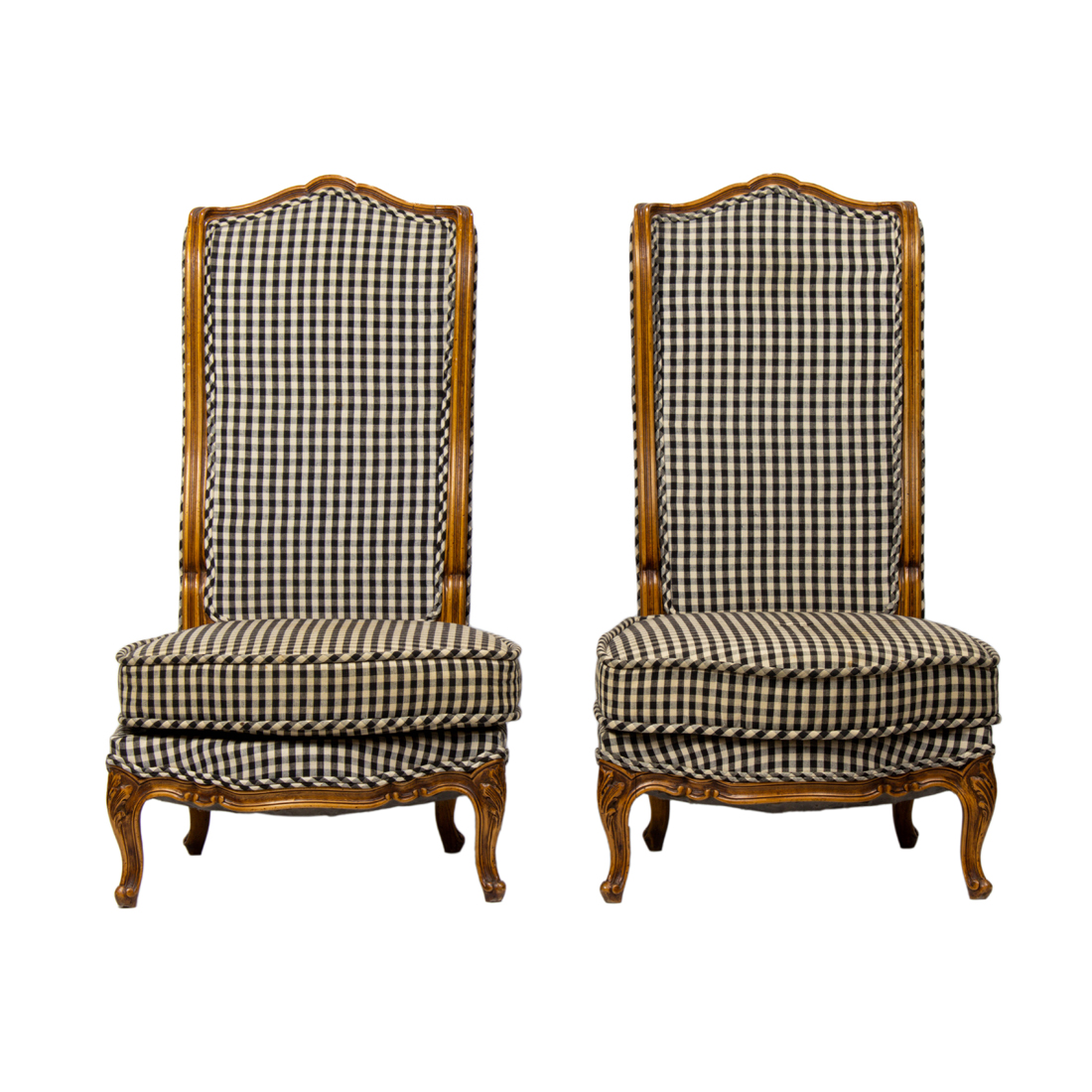 Appraisal: A PAIR OF LOUIS XV STYLE HIGH BACK LOUNGE CHAIRS