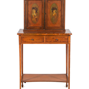 Appraisal: An Edwardian Painted Mahogany and Rosewood Lady's Writing Desk Early