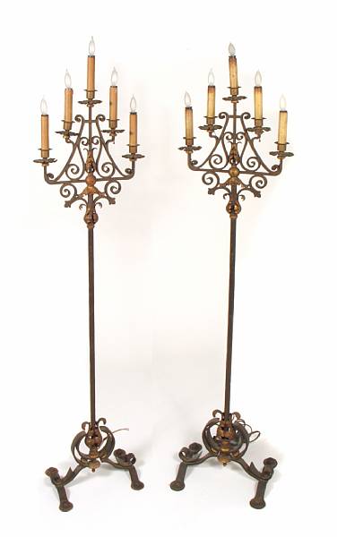 Appraisal: A pair of Spanish Baroque style wrought and tole metal