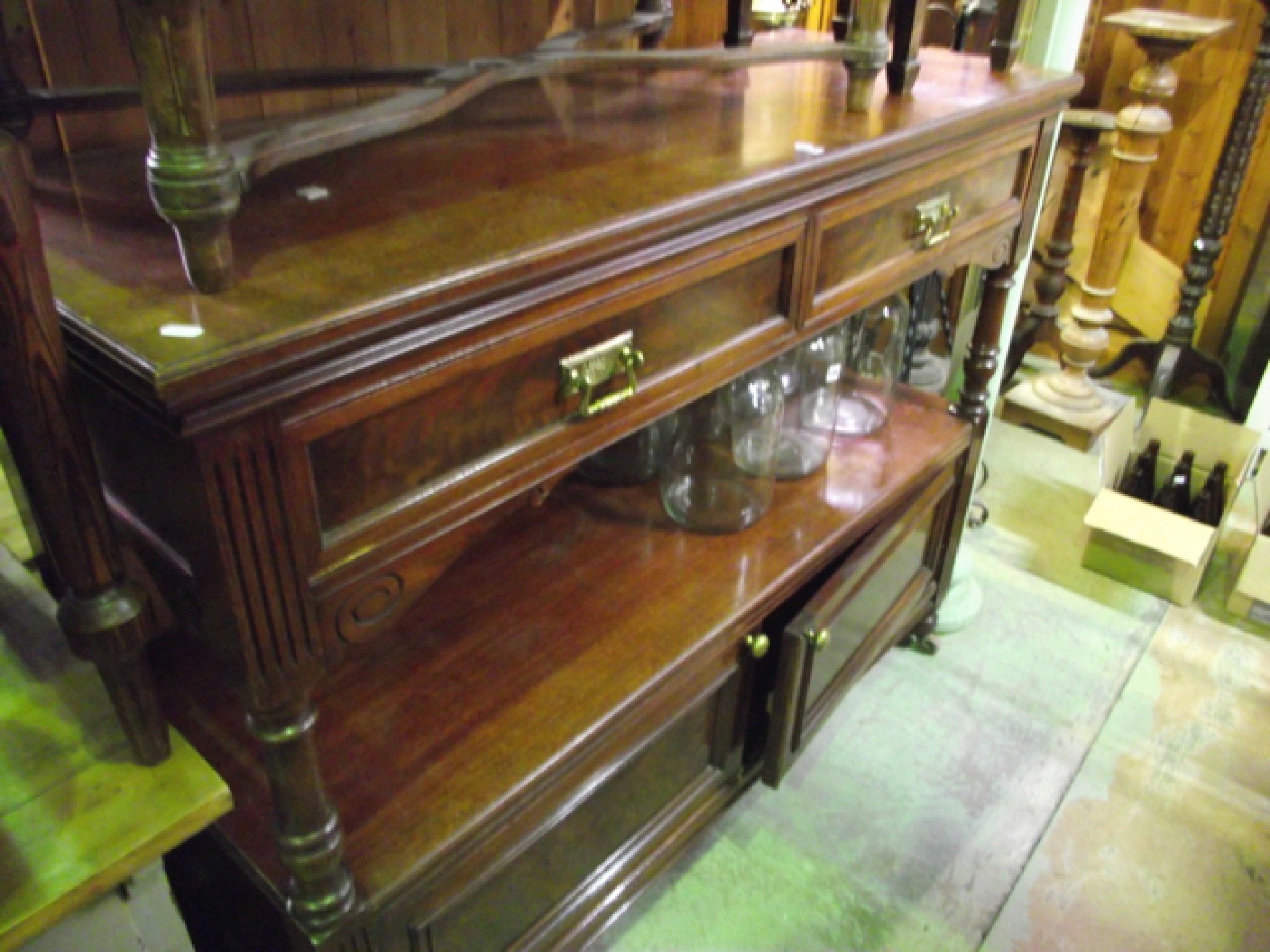 Appraisal: A substantial Victorian walnut buffet or serving table front elevation