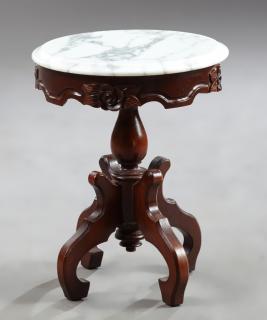 Appraisal: American Victorian Style Carved Mahogany Marble To American Victorian Style