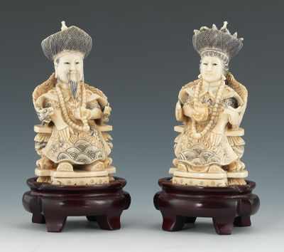 Appraisal: Carved Ivory King and Queen Beautifully carved pair of King