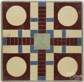 Appraisal: Painted pine parcheesi gameboard early th c '' x ''