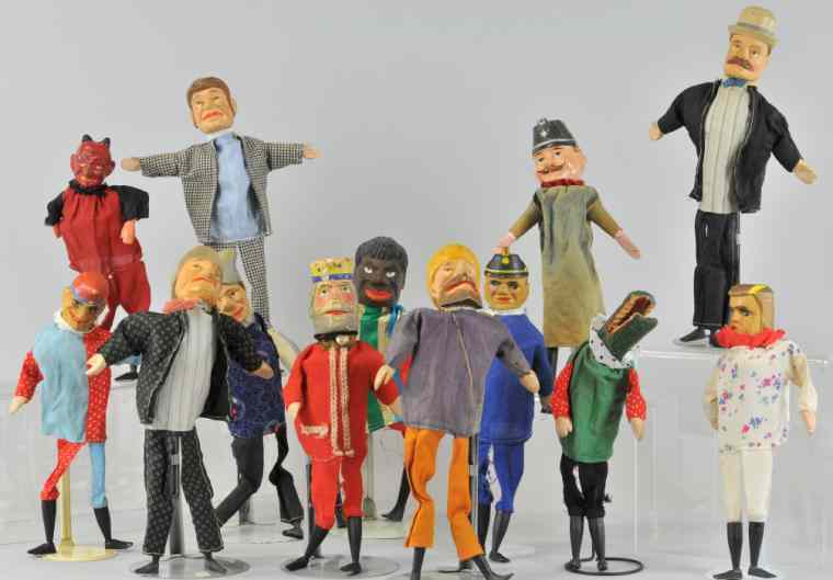 Appraisal: PUNCH CHARACTERS THEATER PUPPETS Includes hand painted composition and hand