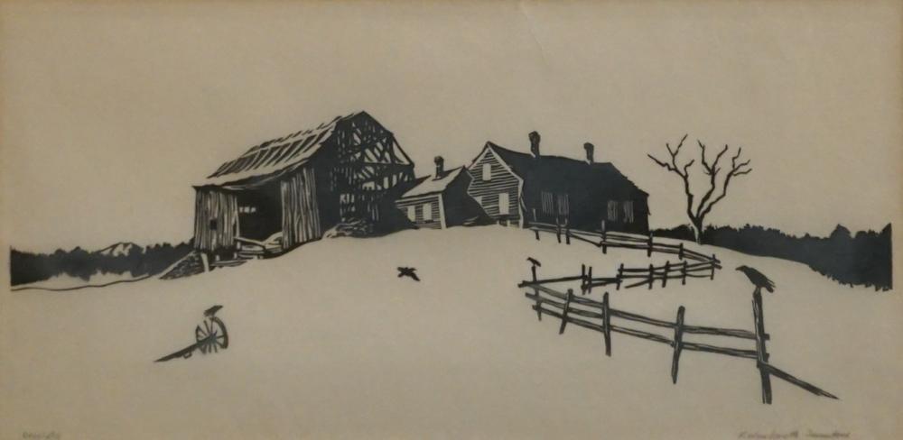 Appraisal: Francis Wenderoth Saunders American - Desolate Woodcut Frame x in