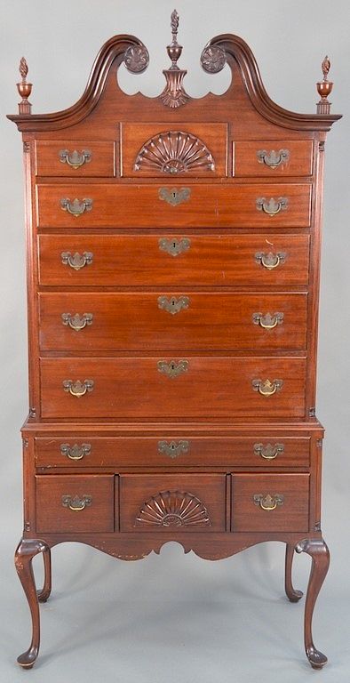 Appraisal: Fineberg mahogany Queen Anne style highboy in two parts with