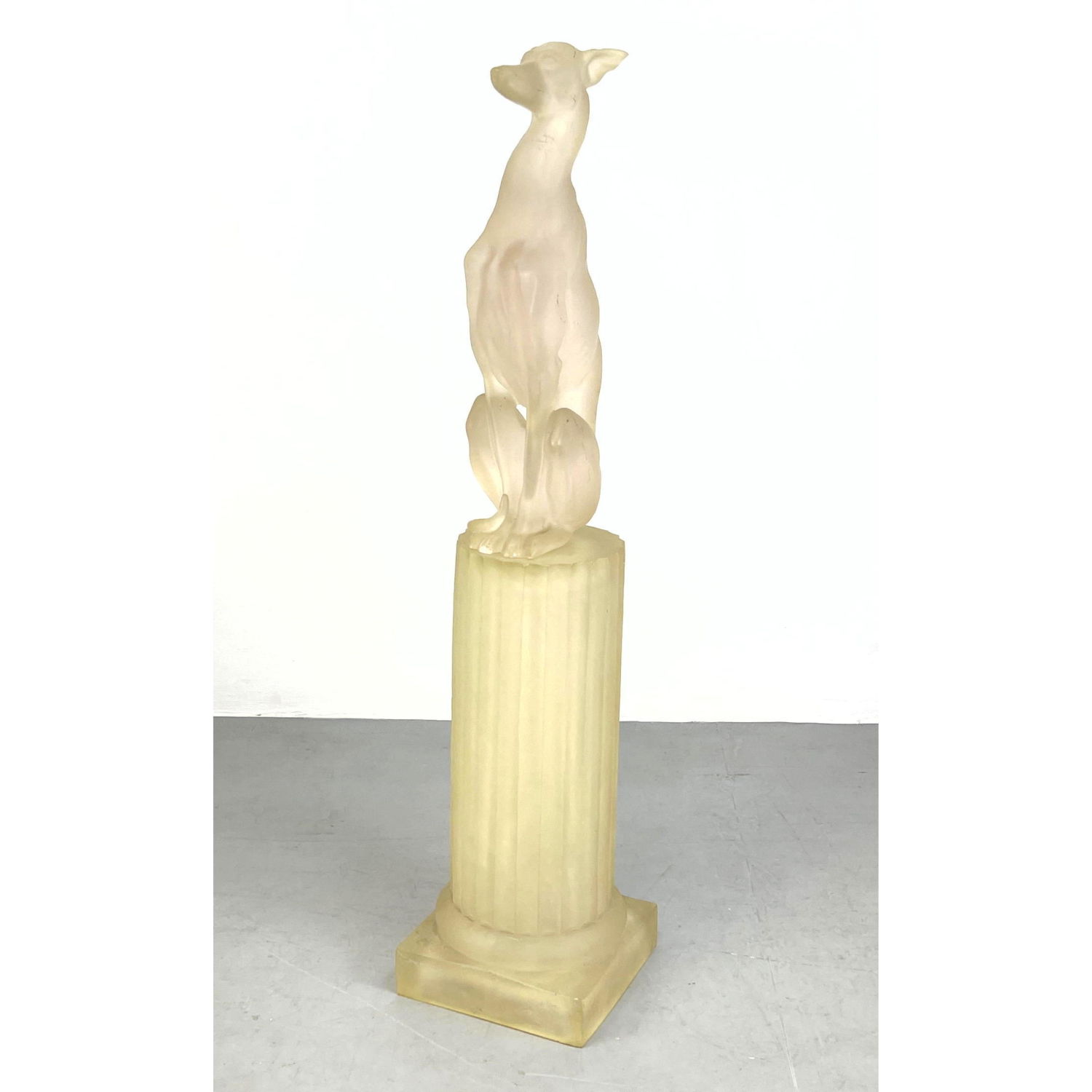 Appraisal: Lucite Acrylic Sculpture of Seated whippet Greyhound Pedestal is H