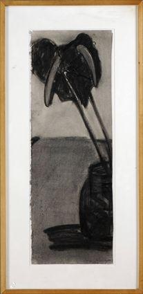 Appraisal: NANCY MITCHNIK b FLAMINGO FLOWER Charcoal on paper x in