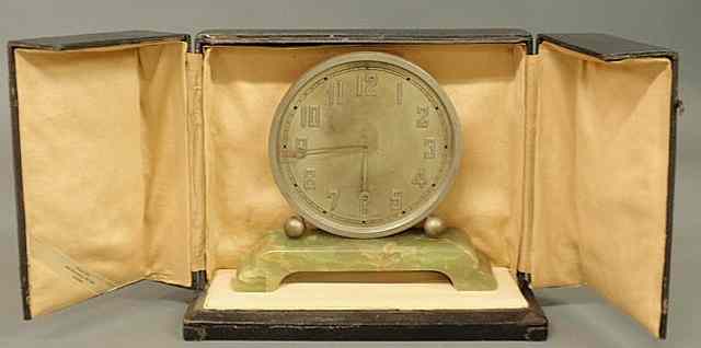 Appraisal: Art Deco Swiss clock with an eight-day movement the face