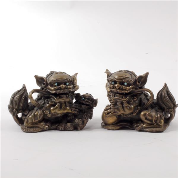 Appraisal: Pair of Bronze Foo Dog Book Ends with cabochon eyes