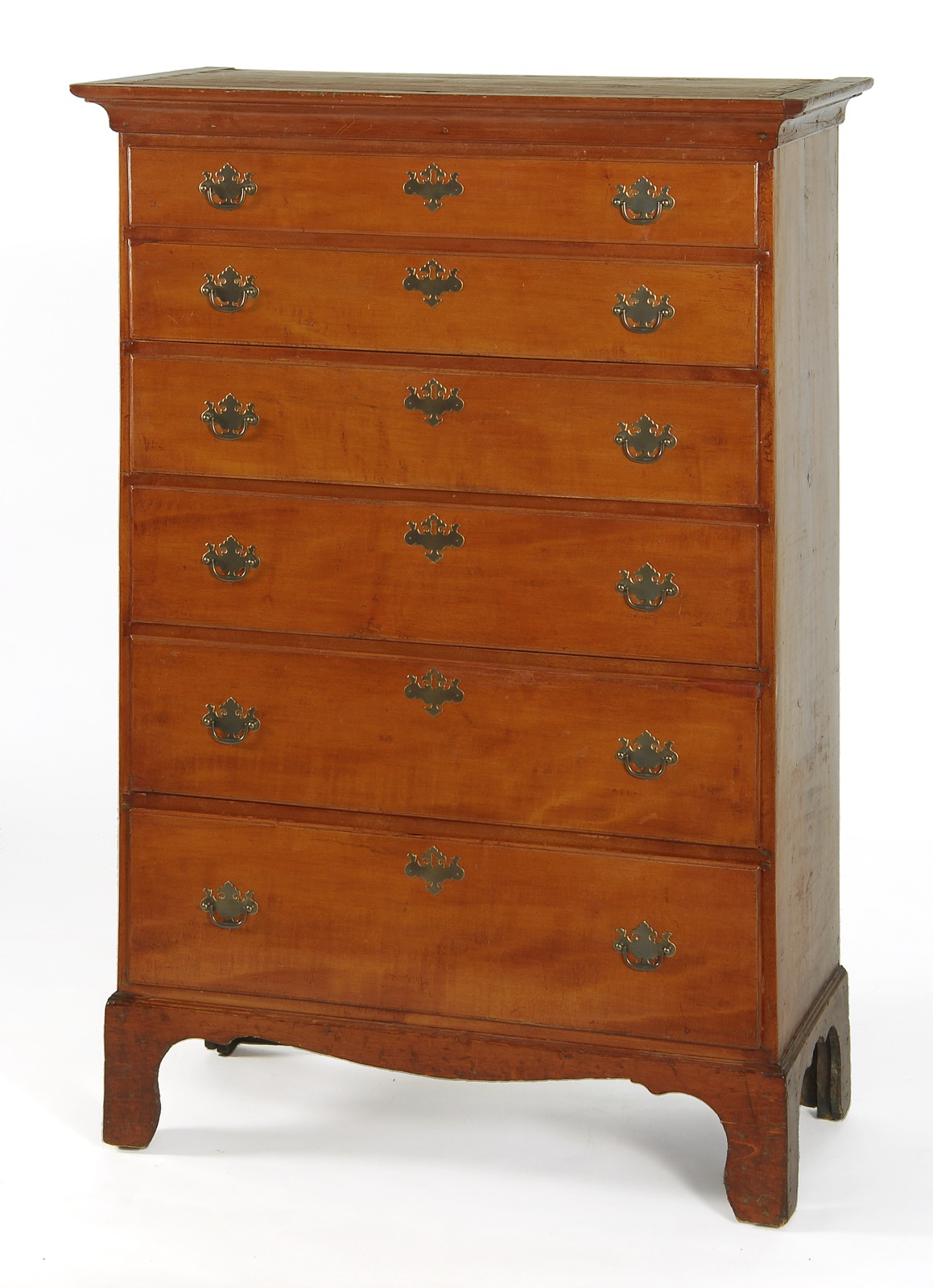 Appraisal: ANTIQUE AMERICAN CHIPPENDALE SIX-DRAWER TALL CHEST Circa In cherry with