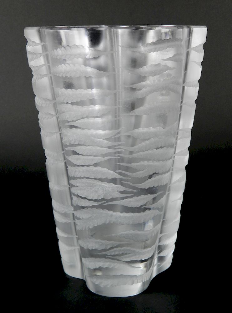 Appraisal: Lalique frosted and molded glass vase Lalique frosted and molded