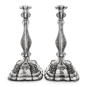 Appraisal: A Pair of Austrian Silver Candlesticks Maker's Mark 'ES '