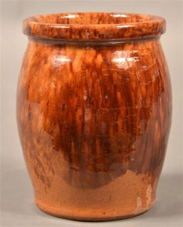 Appraisal: John Bell Mottle Glazed Redware Storage Jar John Bell Waynesboro