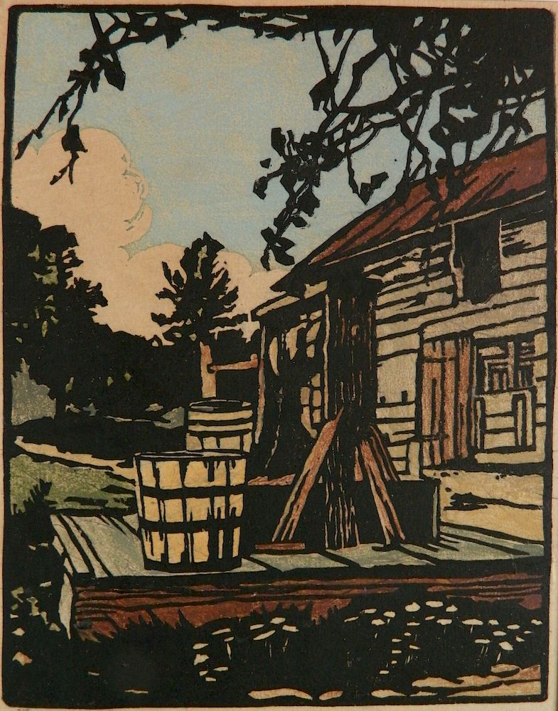 Appraisal: William Rice woodcut in color William Rice American - -