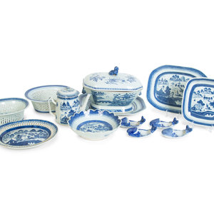 Appraisal: A Collection of Chinese Export Blue and White Canton Porcelain