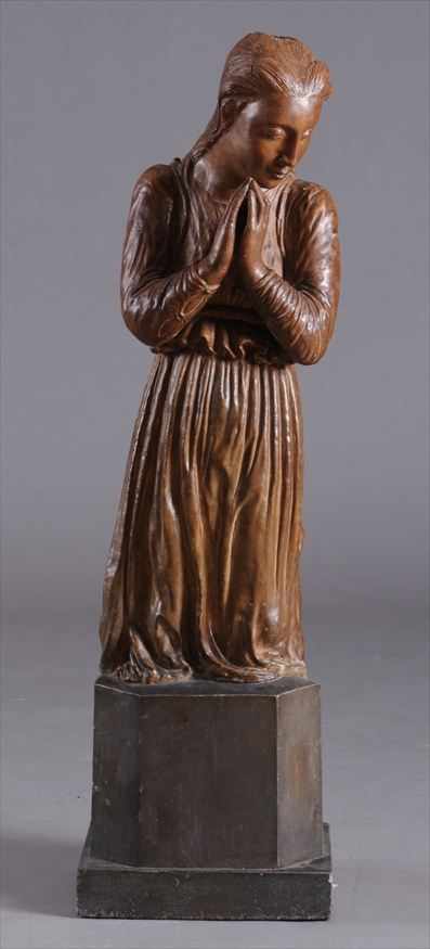 Appraisal: ITALIAN RENAISSANCE TERRACOTTA FIGURE OF THE VIRGIN Modeled kneeling with