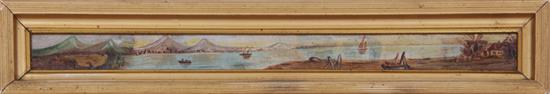 Appraisal: Unusual American school miniature painting circa COASTAL SCENE framed unsigned