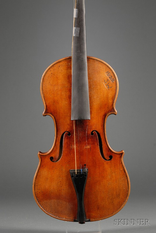 Appraisal: German Violin c labeled COPY OF ANTONIUS STRADIVARIUS length of