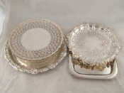 Appraisal: Silver plate A pair of pierced cake plates two footed