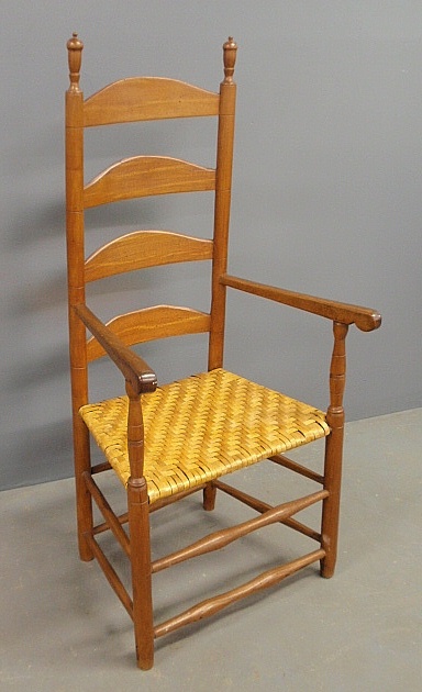 Appraisal: - Maple four-slat splint seat armchair th c h x