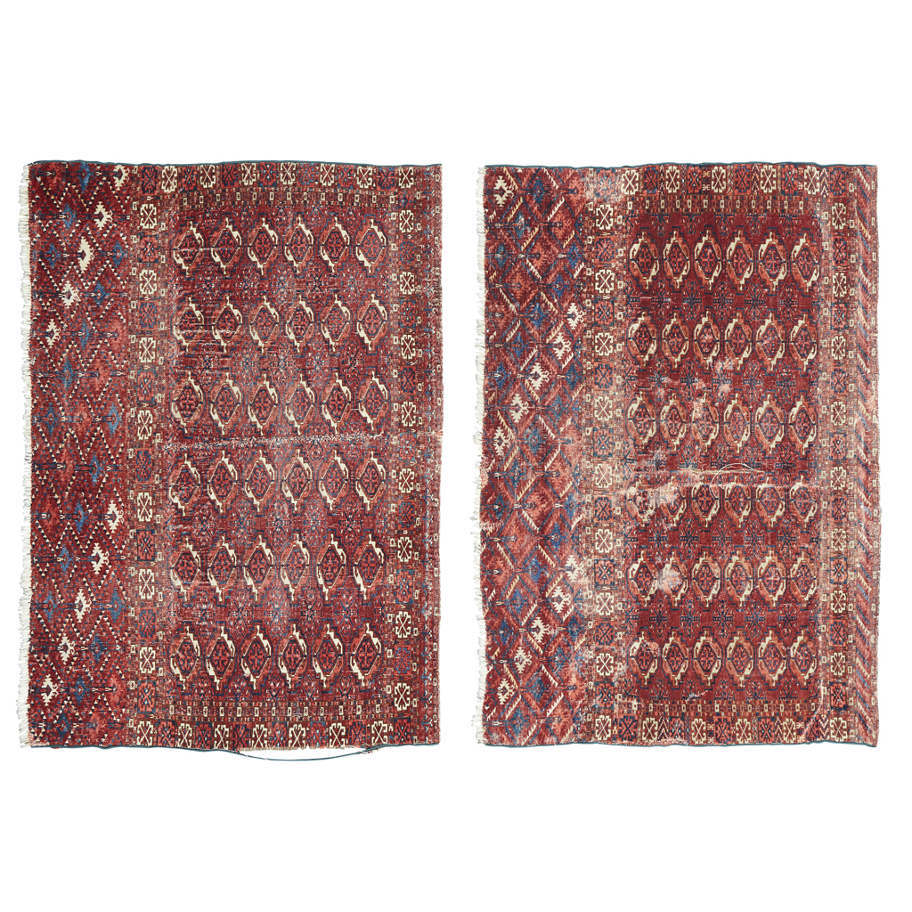 Appraisal: TWO TEKKE BAGFACES TURKMENISTAN LATE TH EARLY TH CENTURY each