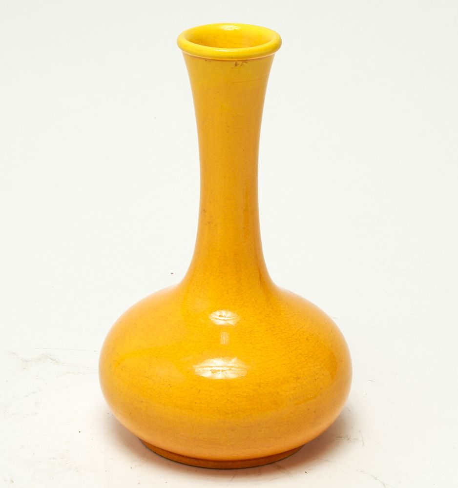 Appraisal: Yellow Crackle Glaze Art Pottery Vase Art pottery vase with