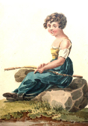 Appraisal: British School th century- Girl sitting on a rock watercolour