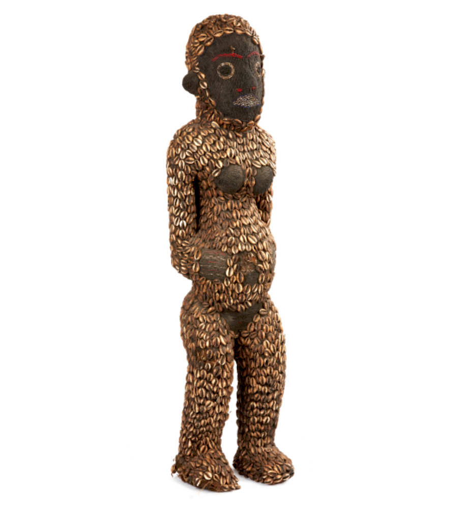 Appraisal: Cameroon Royal Female Figure with Cowrie Shells Cameroon standing figure