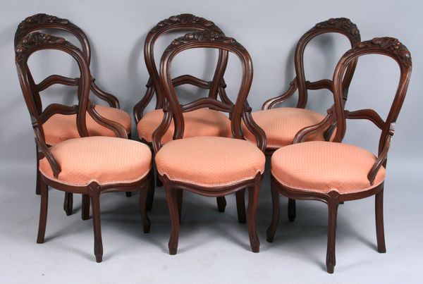 Appraisal: Civil War Era set of six th Century Victorian walnut