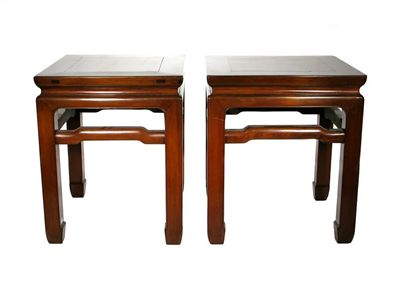 Appraisal: A pair of Chinese pine rectangular low side tables each