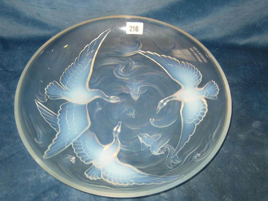 Appraisal: An opalescent glass charger in the Art Deco style with