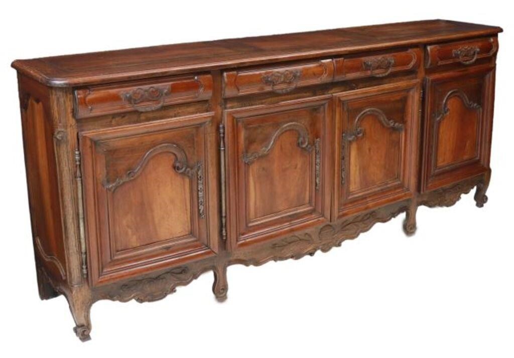 Appraisal: Large French Provincial Louis XV style walnut sideboard th c