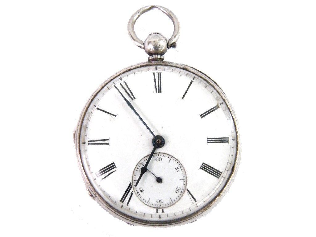 Appraisal: English silver fusee lever pocket watch hallmarked London three-quarter plate