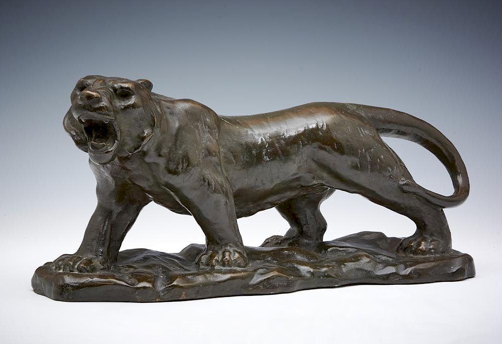 Appraisal: Asian bronze tiger l Asian bronze tiger finely patinated on