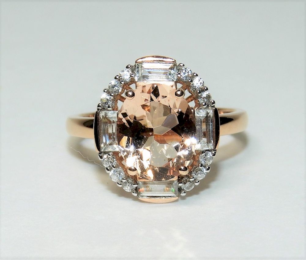 Appraisal: K Rose Gold Lady's Pink Stone Evening Ring Contemporary Oval