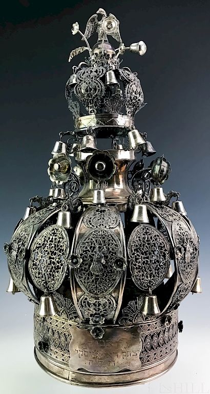 Appraisal: th Century Russian Silver Torah Crown Judaica Silver Torah Crown