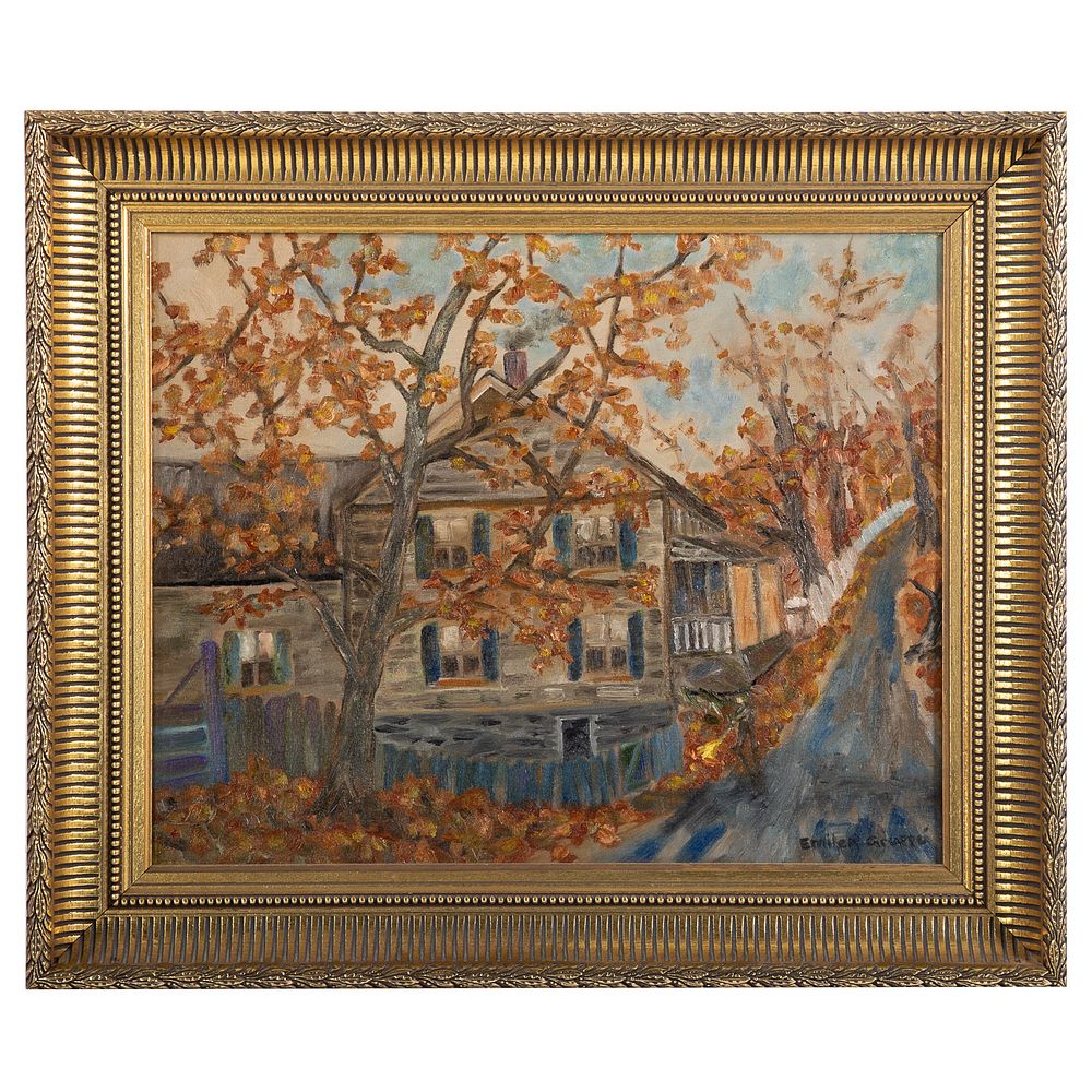 Appraisal: Emile Albert Gruppe Raking the Foliage oil Emile Albert Gruppe