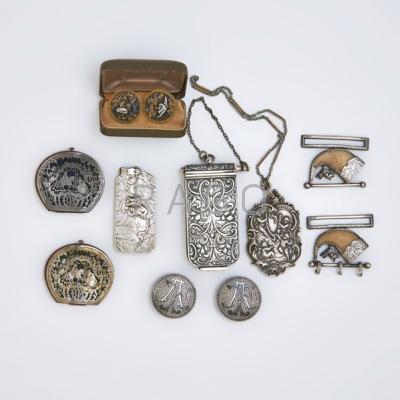 Appraisal: TEN UNUSUAL AND FINE SILVER ACCESSORIES Raj era silver-mounted and