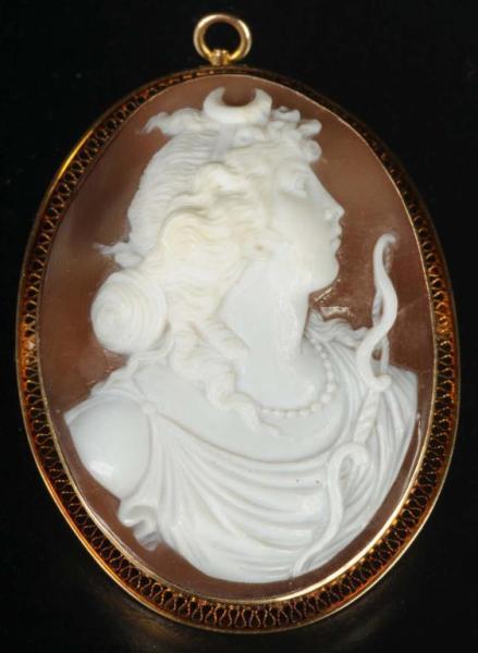 Appraisal: Antique Jewelry Carved Cameo with High Relief Description Cameo is