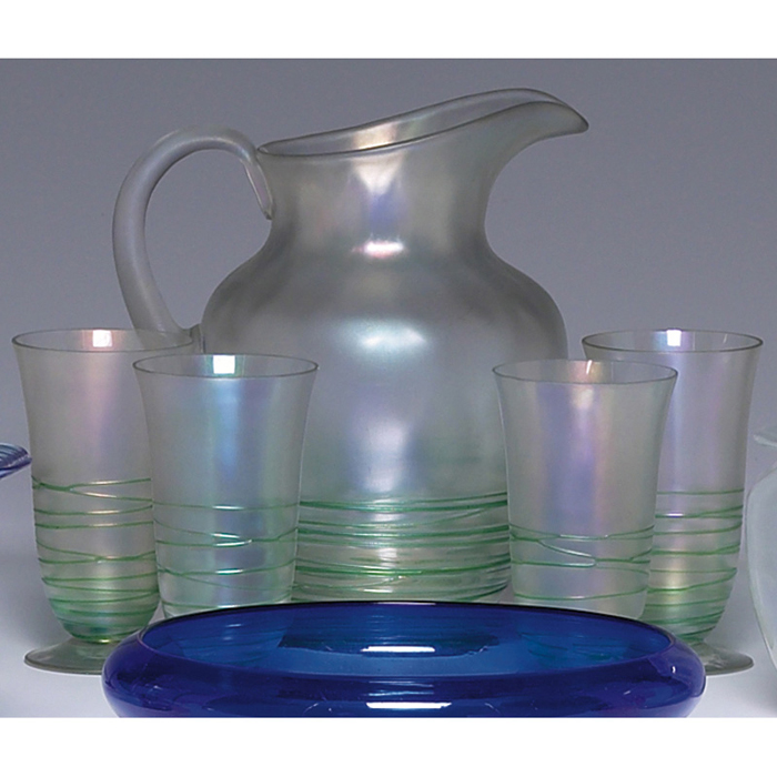 Appraisal: Steuben lemonade set five pieces pitcher and four tumblers frosted