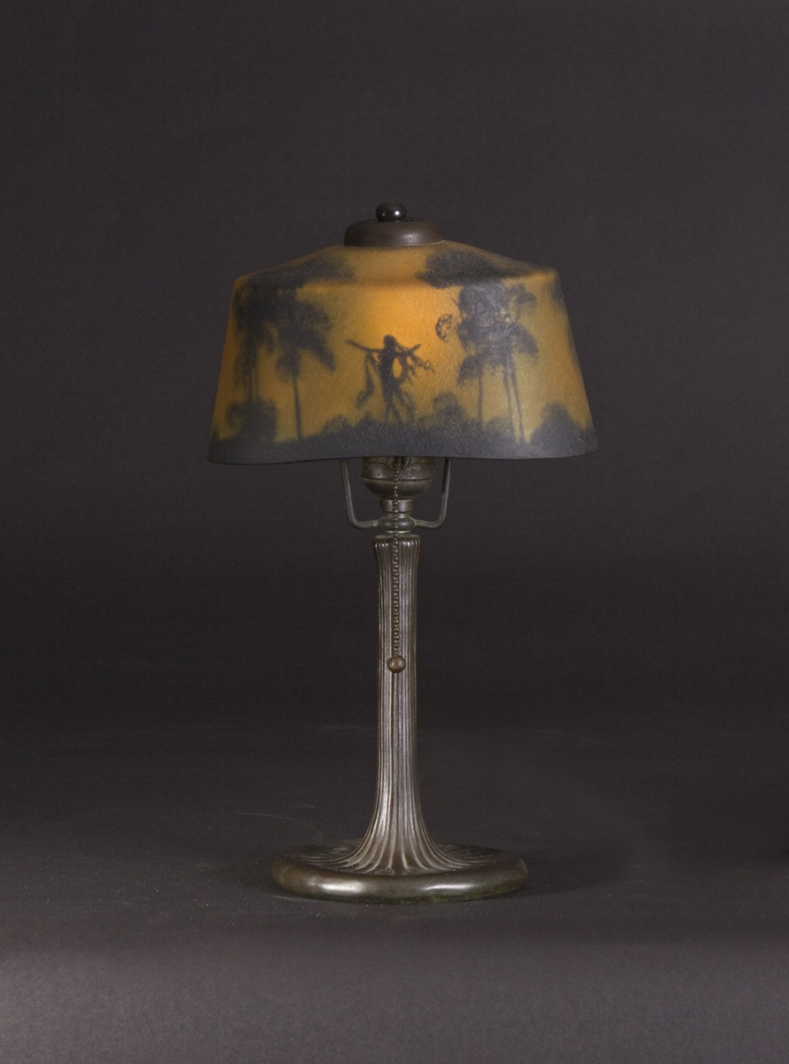 Appraisal: Handel Pittsburgh Boudoir Lamp w Fairy Handel base Pittsburgh shade