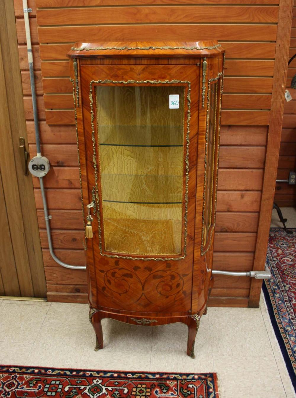 Appraisal: LOUIS XV STYLE INLAID KING WOOD VITRINE late th century