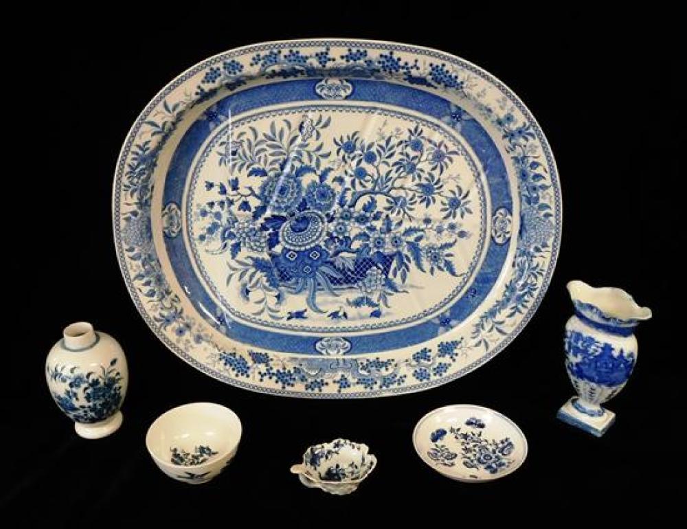 Appraisal: Blue and white transferware six pieces including large English meat