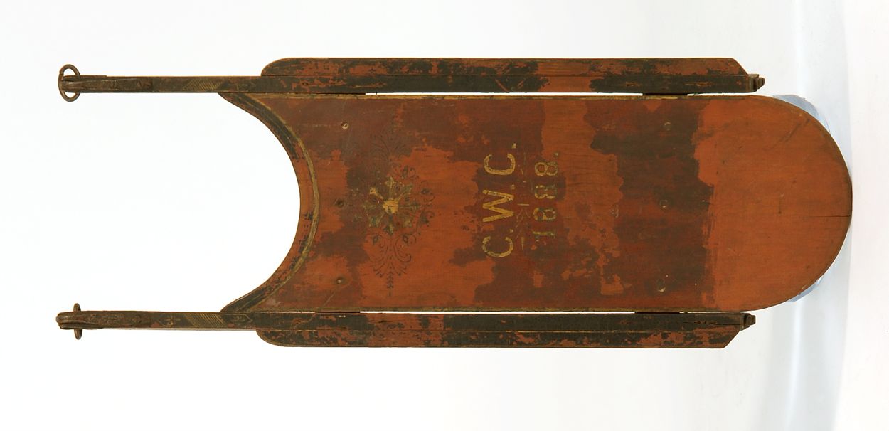 Appraisal: PAINTED WOOD AND IRON CHILD'S SLED th CenturyIn red and