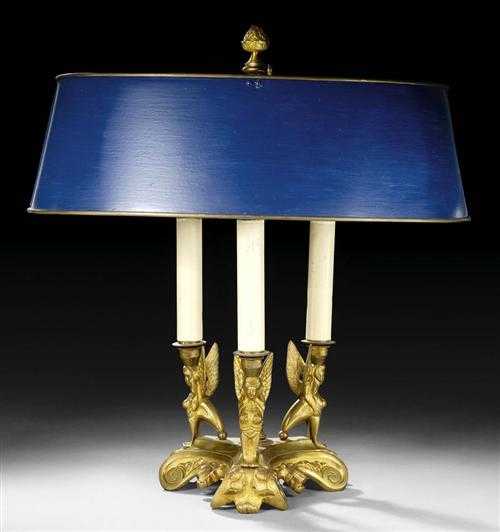 Appraisal: GILT BRONZE AND BRASS TABLE LAMP AUX SPHINGES known as