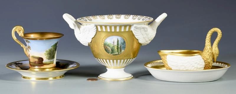 Appraisal: European Porcelain Items inc Dresden Group of three European porcelain