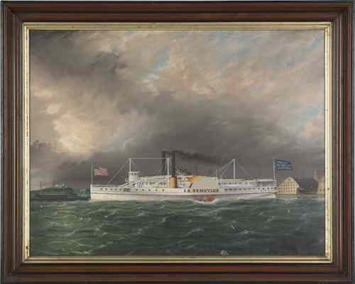 Appraisal: James Edward Buttersworth American - oil on canvas ship portrait