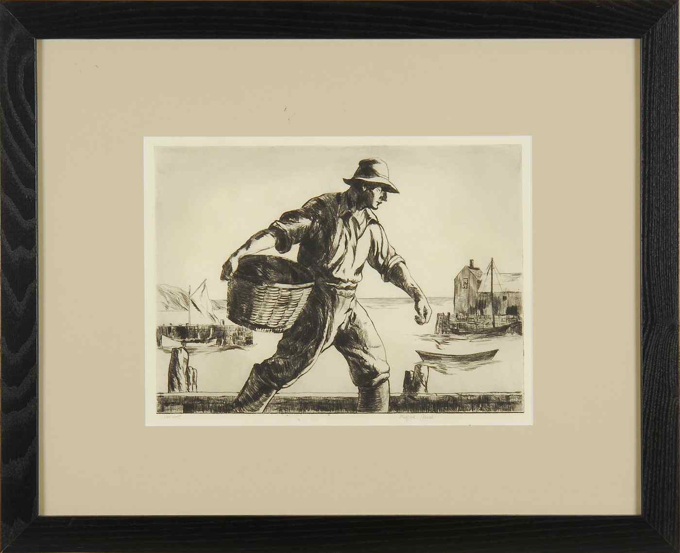 Appraisal: GIFFORD BEALAmerican - Fisherman with a basket Signed in pencil